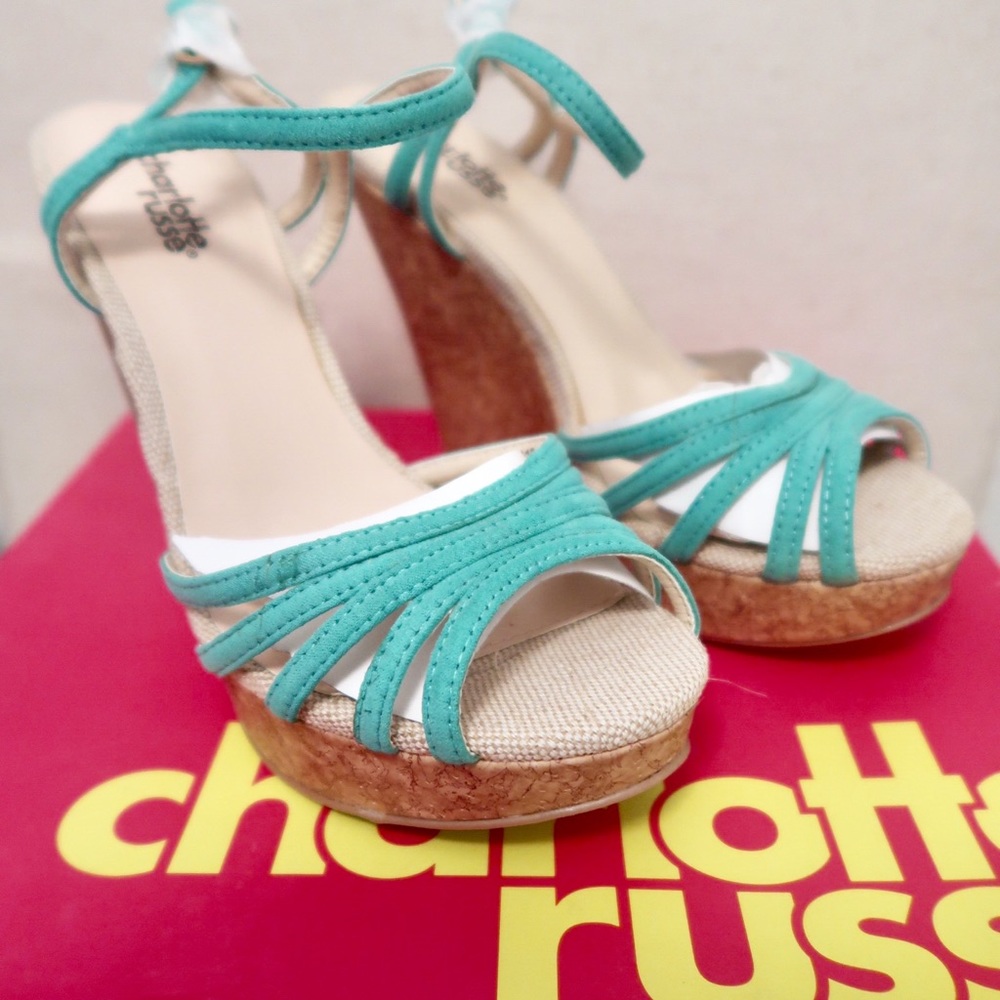 Teal Suede Wedges